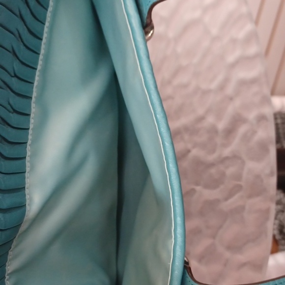 Coach Teal Pleated Taylor Satchel 25252 - Picture 5 of 16